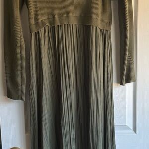 Thea Twofer Sweater Dress - Anthropologie Olive Green